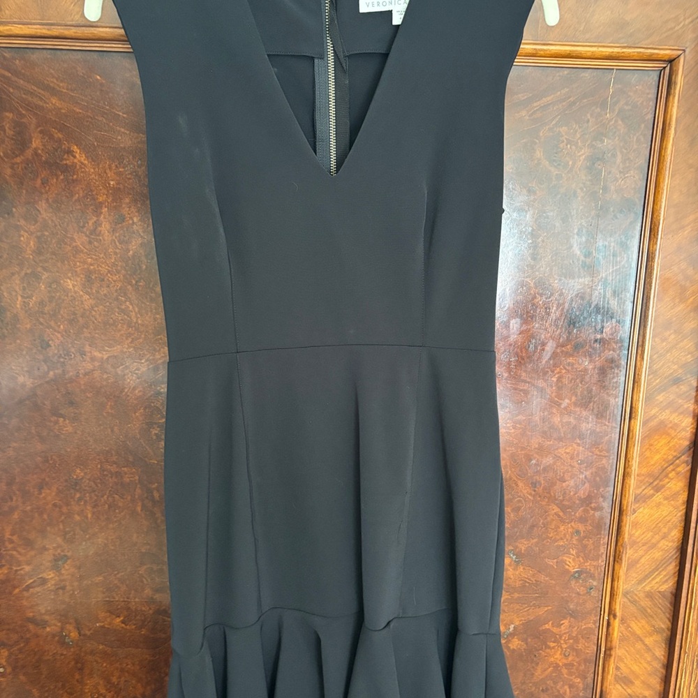 Veronica Beard Black Pleated Ruffled Mini Dress